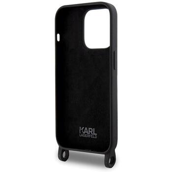 Karl Lagerfeld Crossbody Silicone Ikonik Back Case Aizsargapvalks Priekš Apple iPhone 15 Pro Max (KLHCP15XSCBSKNK)