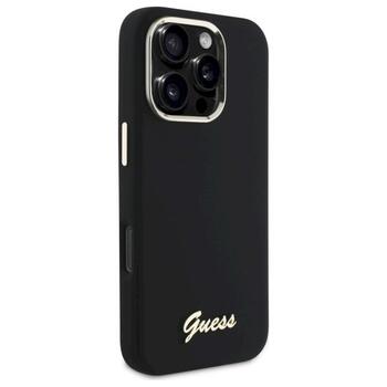 Guess GUHCP16XSMBSLK Silicone Script Metal Logo & Frame Защитный чехол для iPhone 16 Pro Max 6.9