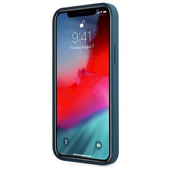 Guess GUHCP12LLSLMGBL Metal Logo Script Aizsargapvalks priekš iPhone 12 Pro Max 6,7