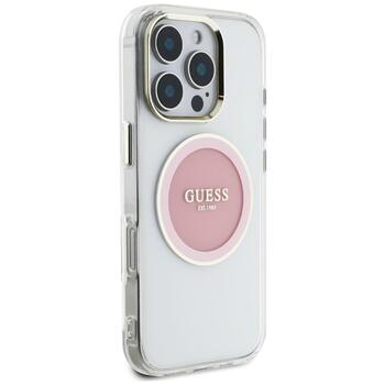 Guess IML Metal Colored Circle Classic Logo MagSafe Case Защитный чехол для iPhone 16 Pro / розовый (GUHMP16LHTDRCEDP)