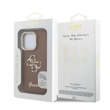 Guess PU Grained 4G Logo Stand Camera Frame Case Защитный чехол для iPhone 15 Pro / коричневый (GUHCP15LPCS4GSW)