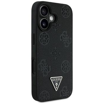 Case Guess Grained Hot Stamp Peony Triangle Logo MagSafe Защитный чехол для iPhone 16 / чёрный (GUHMP16SPGBTMK)