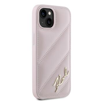 Karl Lagerfeld KLHCP15MPQDSMGP Hardcase Diagonal Quilted Sc Aizsargapvalks priekš iPhone 15 Plus/14 Plus 6.7