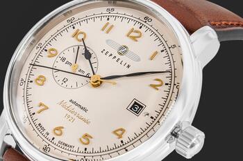 Zeppelin Méditerranée 9668-5 Automatic Vīriešu Pulkstenis 40mm Beige Dial Brown Leather Strap (9668-5)