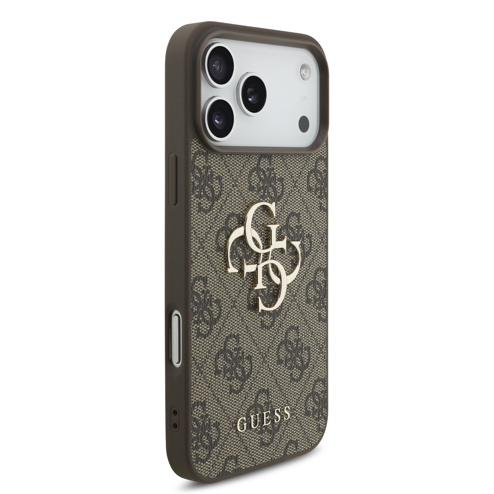 Guess PU 4G Metal Logo Case Aizsargapvalks priekš iPhone 18 Pro Max / brūns (GUHCP18X4GMGBR)