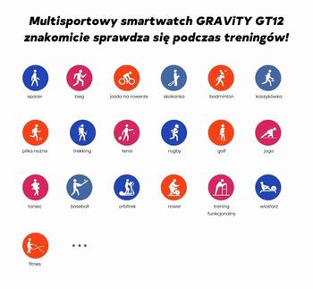 GRAVITY GT12-2 Смарт-часы для женщин с силиконовым ремешком + чёрным браслетом / синий (GT12-2)