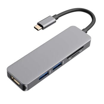 RoGer USB-C Hub 5in1 ar USB 3.0 x2 / HDMI / SD karšu lasītāju / TF karšu lasītāju (RO-5IN1HUB)