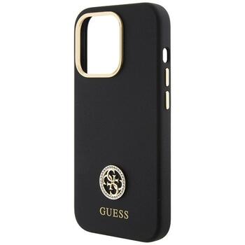 Guess GUHCP15XM4DGPK Silicone Logo Strass 4G Aizsargapvalks priekš iPhone 15 Pro Max 6.7