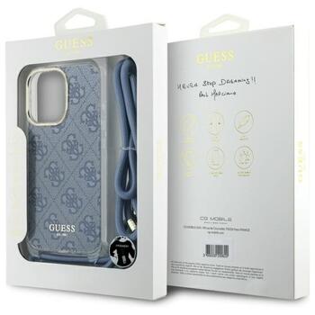 Guess GUHCP16XHC4SEB Hardcase Crossbody Cord 4G Print Aizsargapvalks priekš iPhone 16 Pro Max 6.9