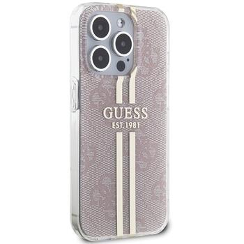 Guess GUHCP15LH4PSEGP Hardcase IML 4G Gold Stripe Aizsargapvalks priekš iPhone 15 Pro 6.1