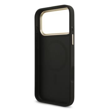 Guess PU Leather 4G Strass Triangle Logo Gold Frame MagSafe Case Защитный чехол для iPhone 17 Pro Max (GUHMP17XP4GTDGMK)