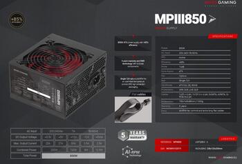 Mars Gaming MPIII850 Barošanas bloks ATX 850W (MPIII850)