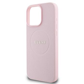 Guess PU Grained Classic Logo MagSafe Case Aizsargapvalks priekš iPhone 16 Pro / rozā (GUHMP16LPGHSMMP)