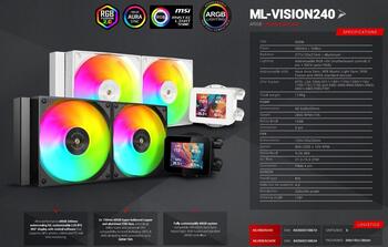Mars Gaming MLVISION240 Liquid Cooling System with 360º LCD / TDP up to 500W (MLVISION240)