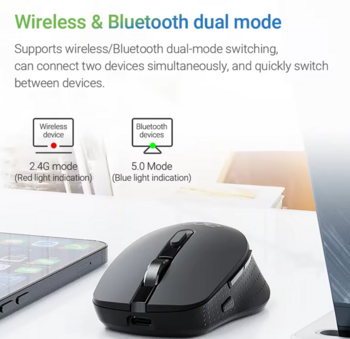 Acer M155 Беспроводная оптическая мышь 1600DPI / USB-C / Bluetooth (M155 BK)