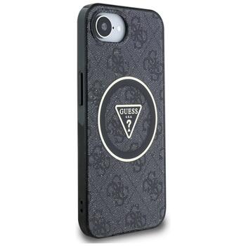 Case Guess IML Metal Glitter 4G Circle Triangle MagSafe Aizsargapvalks priekš iPhone 16e / 17e / melns (GUHMPSE4HG4PRTGK)