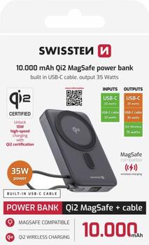 Swissten Qi2 MagSafe Power Bank 15W со встроенным кабелем USB-C 10000 mAh (22013979)