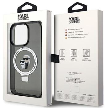 Karl Lagerfeld KLHMP13LHMRSKCK Hardcase Ring Stand Karl&Choupette Aizsargapvalks priekš iPhone 13 Pro 6.1