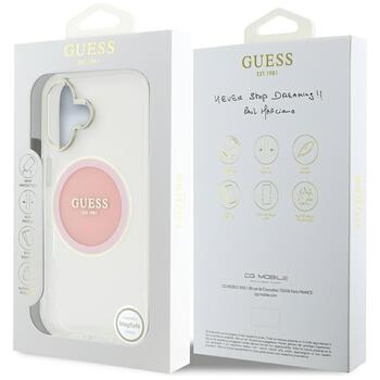 Case Guess IML Metal Colored Circle Classic Logo MagSafe Aizsargapvalks priekš iPhone 16 / rozā (GUHMP16SHTDRCEDP)