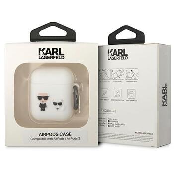 Karl Lagerfeld KLACA2SILKCW Silicone Karl & Choupette Защитный чехол для AirPods 1/2 / белый (KLACA2SILKCW)
