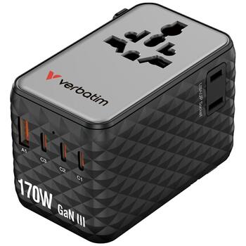 Verbatim Travel Adapter Адаптер EU / UK / US / 2x USB-A / 3x USB-C 70W (30190)