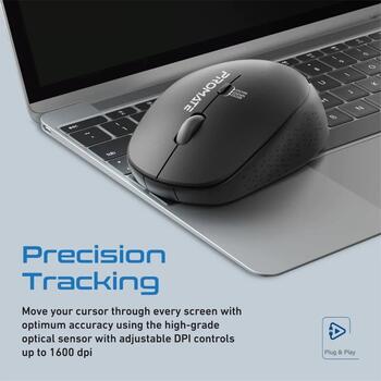 PROMATE TRACKER MaxComfort® Ergonomic Bezvadu pele (MOUTRACKERBK)