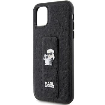 Karl Lagerfeld KLHCN61GSAKCPK Gripstand Saffiano Karl&Choup Aizsargapvalks priekš iPhone 11/Xr 6.1