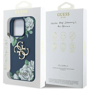 Case Guess Grained Roses Big 4G logo Aizsargapvalks priekš iPhone 16 Pro / zils (GUHCP16LPGROP4MB)