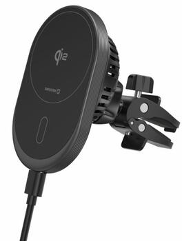 Swissten Magnetic Auto Turētājs MagRide ar Bezvadu Uzlādi Qi2 15W (MagSafe compatible) (65010612)