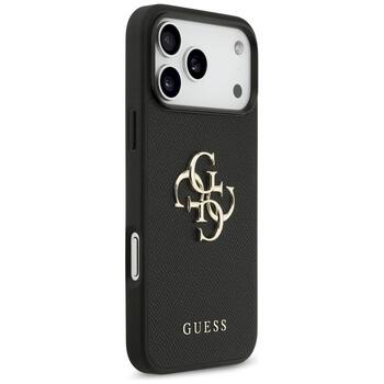 Guess Grained Big 4G & Classic Logo case Aizsargapvalks priekš iPhone 17 Pro Max / melns (GUHCP17XPGT4MBK)