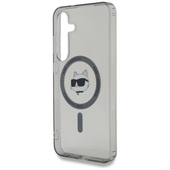 Karl Lagerfeld Button Choupette Head Printed Logo MagSafe Aizsargapvalks Priekš Samsung Galaxy S25 (KLHMS25SHLSCHK)
