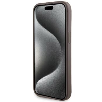 Guess GUHCP15SPGS4TDW Hardcase Grip Stand 4G Triangle Strass Aizsargapvalks priekš iPhone 15 / 14 / 13 6.1