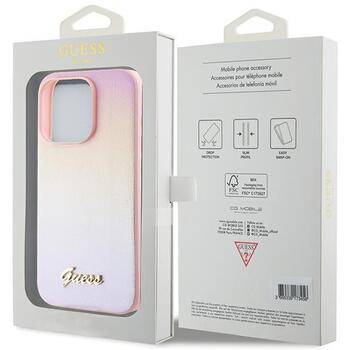 Guess GUHCP14LPSAIRSP Saffiano Iridescent Script Aizsargapvalks priekš iPhone 14 Pro 6.1