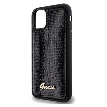 Guess GUHCN61PSFDGSK Sequin Script Metal Aizsargapvalks priekš iPhone 11 / Xr 6.1