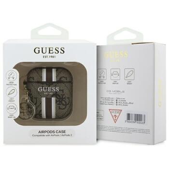 Guess GUA2P4RPSW AirPods 1/2 Cover Aizsargapvalks priekš AirPods 1/2 4G Printed Stripes Charm / brūns (GUA2P4RPSW)