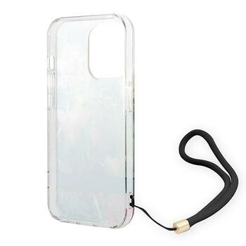 Guess GUOHCP14LHFLSB Flower Strap Aizsargapvalks priekš iPhone 14 Pro 6,1