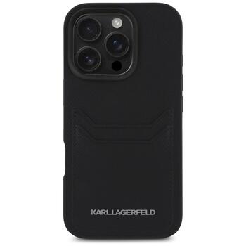 Karl Lagerfeld HC Grained PU Cardslot Metal Elong Защитный чехол для iPhone 16 Pro / чёрный (KLHCP16LPKHPORPK)