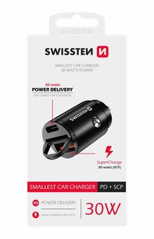 Swissten 30W Nano Metāla Automašīnas Lādētājs ar 30W PD / SCP (20111770)