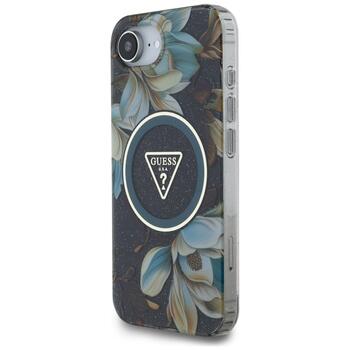 Guess IML Metal Glitter Flowers Triangle MagSafe Case Защитный чехол для iPhone 16e/17e / чёрный (GUHMPSE4HFLPEDK)