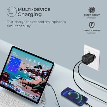 PROMATE PowerPort-33 GaNFast Зарядное устройство 33W / USB-C PD / USB-A (AISPOWERPORT33EUBK)