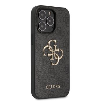 Guess PU 4G Metal Logo Case Защитный чехол для iPhone 13 Pro Max / серый (GUHCP13X4GMGGR)