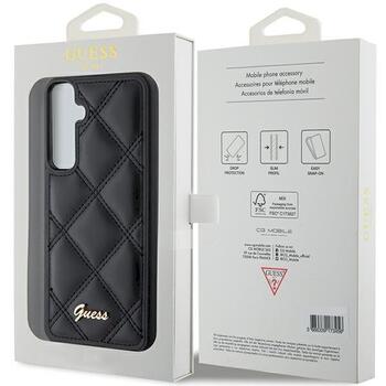 Guess GUHCS23FEPSQSQSK Quilted Metal Logo Aizsargapvalks priekš Samsung Galaxy S23 FE / melns (GUHCS23FEPSQSQSK)