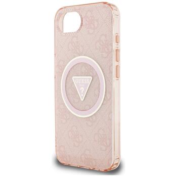 Case Guess IML Metal Glitter 4G Circle Triangle MagSafe Защитный чехол для iPhone 16e / 17e / розовый (GUHMPSE4HG4PRTGP)