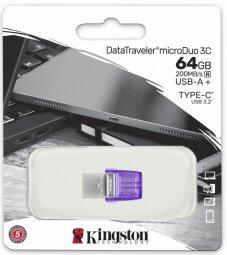 Kingston 64GB microDuo 3C  USB Type-A + USB Type-C Флеш Память (DTDUO3CG3/64GB)