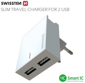 Swissten Premium Зарядное устройство 2x USB 3А / 15W С проводом Lightning 1.2m (SW-DET-3AWCL-WH)