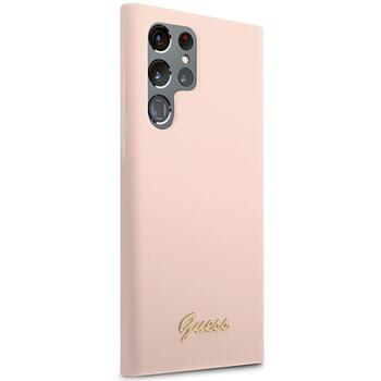Guess GUHCS23LLSLMGPP Hardcase Silicone Script Metal Logo Защитный чехол для Samsung Galaxy S23 Ultra S918 / розовый (GUHCS23LLSLMGPP)