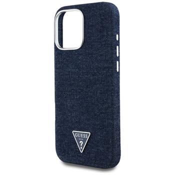 Case Guess Denim Triangle Logo MagSafe Aizsargapvalks priekš iPhone 16 Pro / zils (GUHMP16LRJFWTLB)