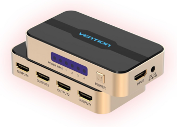 Vention HDMI Sadalītājs 1in4 Out / 4K@30Hz / HDMI 1.4 / DC 5V Barošana / metāla korpuss (ACCG0-EU)