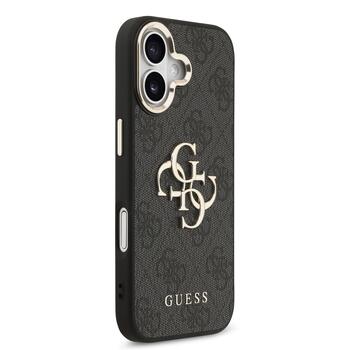 Guess PU Leather 4G Metal Logo Gold Frame Case Aizsargapvalks priekš iPhone 17 / melns (GUHCP17S4GMGCGR)