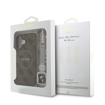 Guess PU Leather 4G Colored Ring Strap MagSafe Case Защитный чехол для iPhone 16 / коричневый (GUHMP16SP4GREGSW)